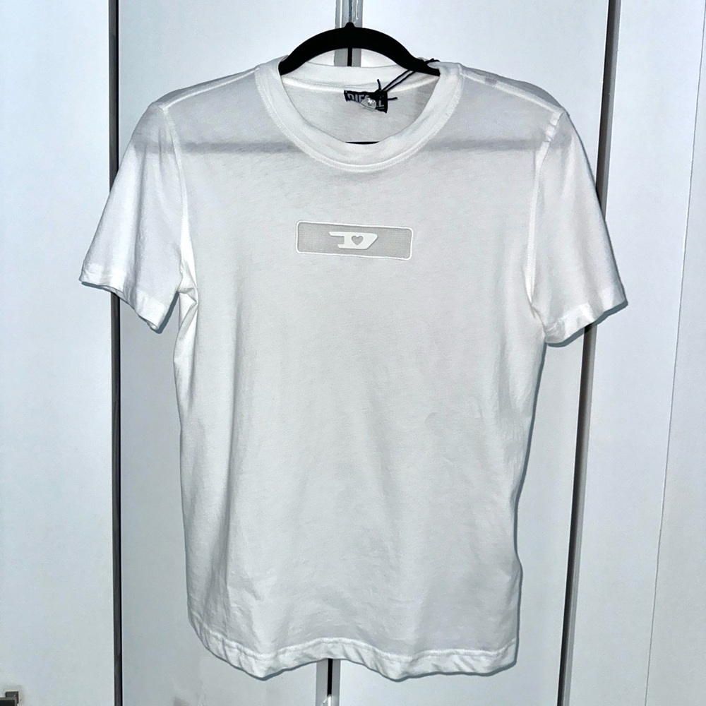 New Diesel White Graphic T-Shirt